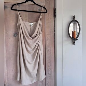 H&M Beige Draped Cowl Slip Dress